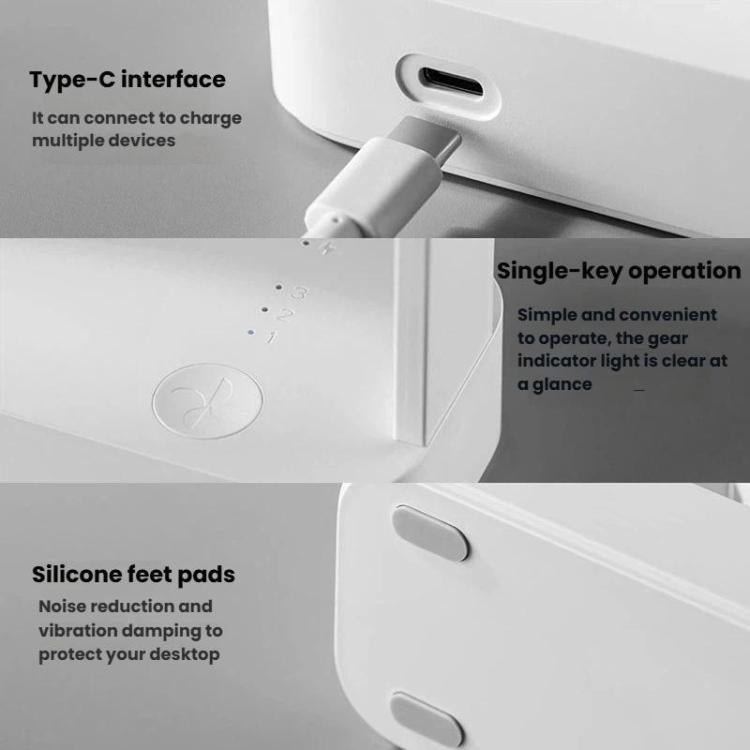 Ventilatore da scrivania mini slim F3A, silenzioso, portatile e ricaricabile, con connessione USB.