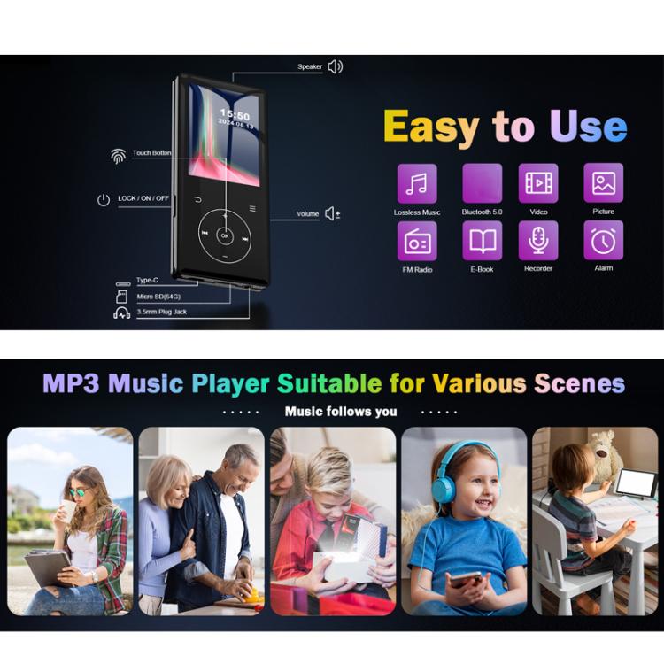 Lettore MP3 con schermo a colori 2,4" e Bluetooth 5.0
