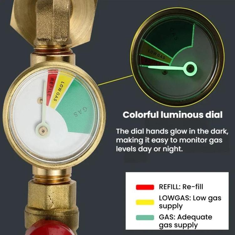 Adattatore per ricarica bombole di propano con indicatore luminoso e valvola, connettore per riempimento bombole di gas