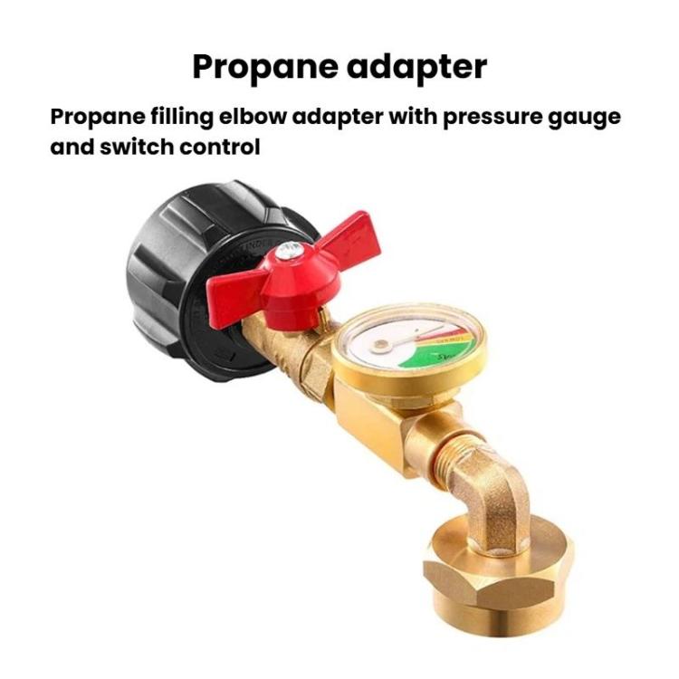 Adattatore per ricarica bombole di propano con indicatore luminoso e valvola, connettore per riempimento bombole di gas
