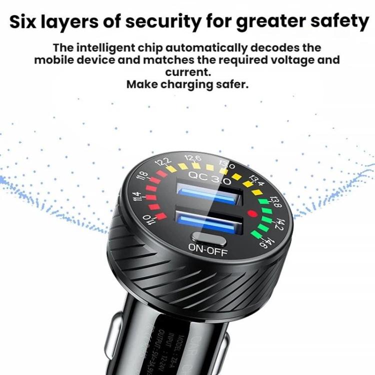 Indicatore LED per accendisigari auto, caricatore USB con interruttore