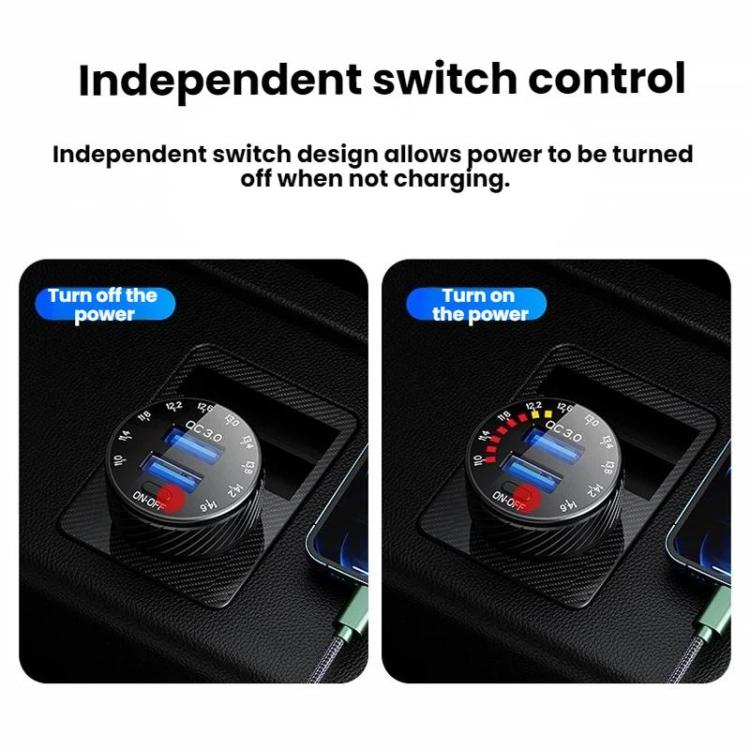 Indicatore LED per accendisigari auto, caricatore USB con interruttore
