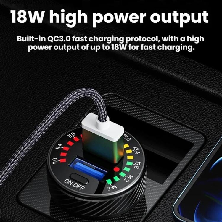 Indicatore LED per accendisigari auto, caricatore USB con interruttore