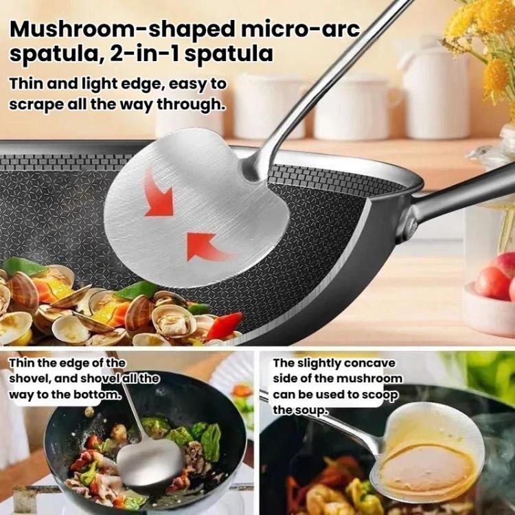 Set di 2 cucchiai e mestoli da wok con manico lungo in legno massello, ideali per la cucina domestica., Large, Small