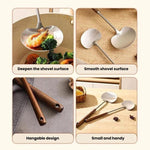 Set di 2 cucchiai e mestoli da wok con manico lungo in legno massello, ideali per la cucina domestica., Large, Small