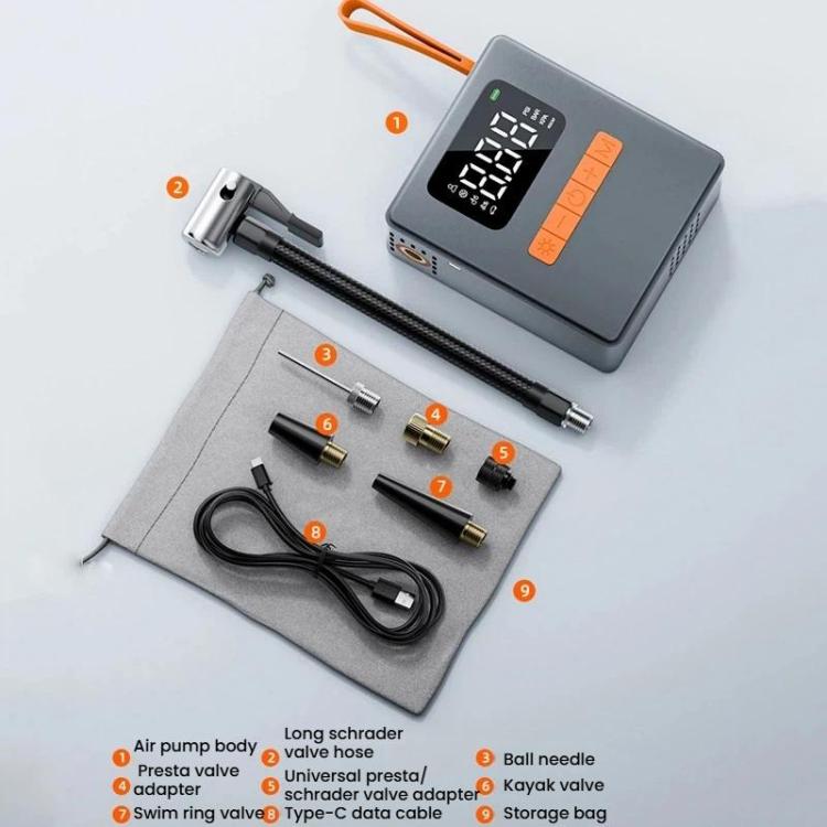 ALW-CQ-16 Gonfiatore digitale per pneumatici per auto con rilevamento della pressione, pompa d'aria portatile antideflagrante per emergenze.