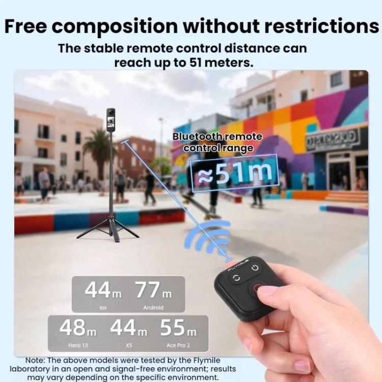 Controller Bluetooth intelligente Flymile per action camera, portata 51M.