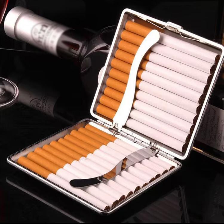 Portasigarette in pelle per 20 sigarette con filtro, ultra sottile da 8,0 mm, portatile.