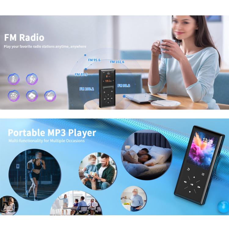 Altoparlante musicale A8 con slot per schede Hi-Fi Lossless MP3 Touchscreen Bluetooth FM Lettore video Lettore di romanzi, 4GB, 8GB, 16GB, 32GB, 64GB