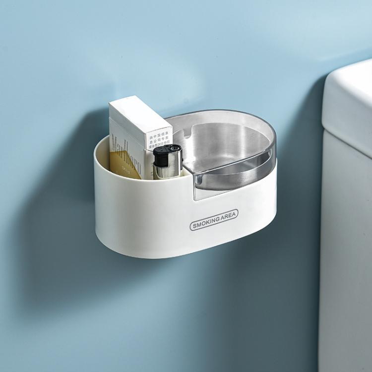 Posacenere a parete in acciaio inox con coperchio per bagno e WC, salvaspazio.