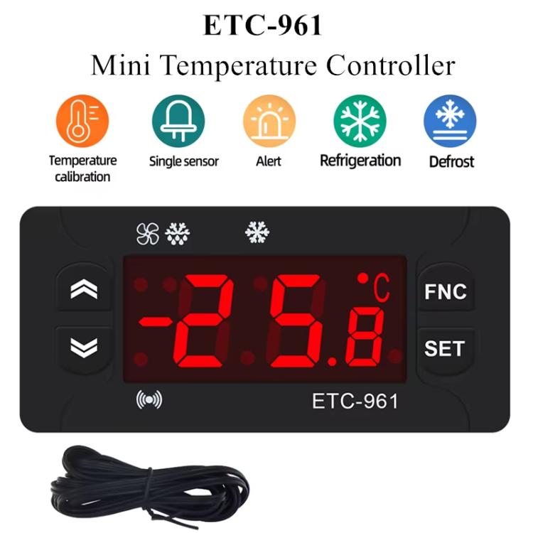 Regolatore di temperatura ETC-961 da 220 V con allarme di sbrinamento e funzioni di calibrazione per la refrigerazione., ETC-961 220V