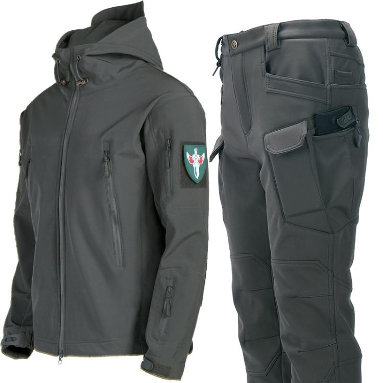 Tuta da ciclismo/escursionismo impermeabile e antivento in softshell Sharkskin con fodera in pile., L, XL, XXL