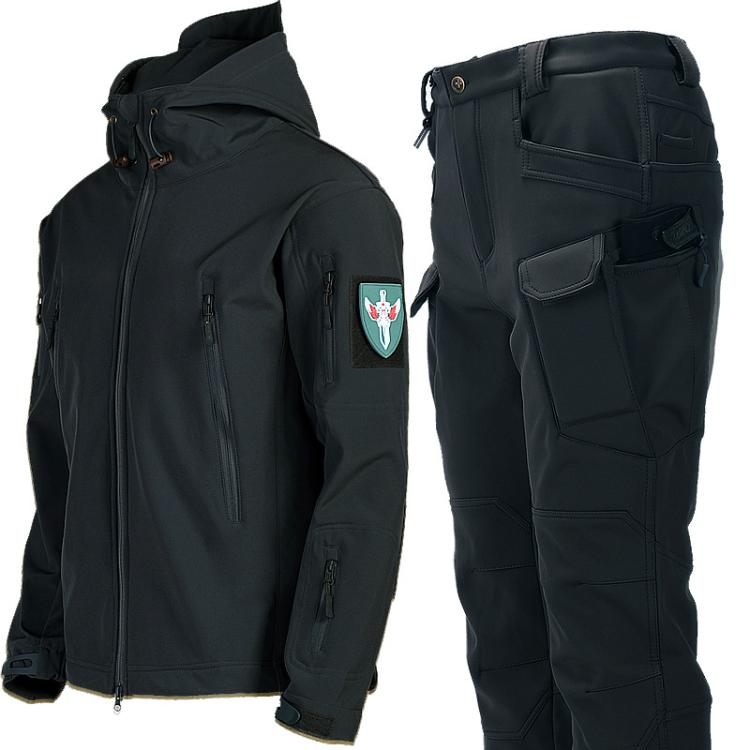 Tuta da ciclismo/escursionismo impermeabile e antivento in softshell Sharkskin con fodera in pile., L, XL, XXL