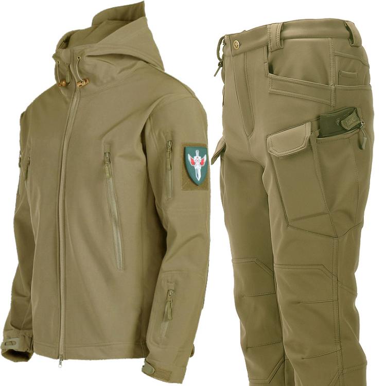 Tuta da ciclismo/escursionismo impermeabile e antivento in softshell Sharkskin con fodera in pile., L, XL, XXL