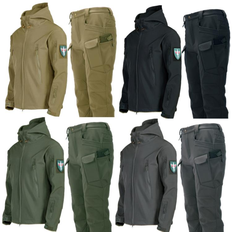 Tuta da ciclismo/escursionismo impermeabile e antivento in softshell Sharkskin con fodera in pile., L, XL, XXL