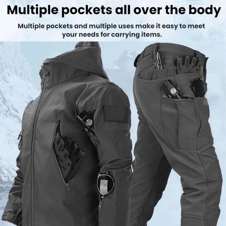 Tuta da ciclismo/escursionismo impermeabile e antivento in softshell Sharkskin con fodera in pile., L, XL, XXL