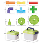 Set di costruzioni per bambini con blocchi di grandi dimensioni, tubi da assemblare e contenitore portaoggetti., 138pcs /Set, 178pcs /Set, 222pcs /Set