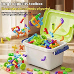 Set di costruzioni per bambini con blocchi di grandi dimensioni, tubi da assemblare e contenitore portaoggetti., 138pcs /Set, 178pcs /Set, 222pcs /Set