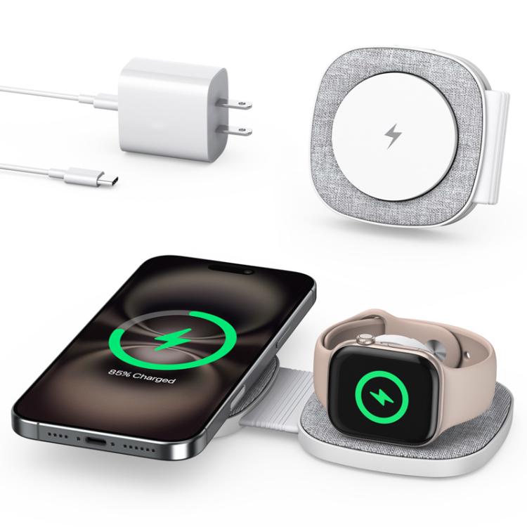 Caricabatterie wireless magnetico portatile pieghevole 3 in 1 T2 da 15 W