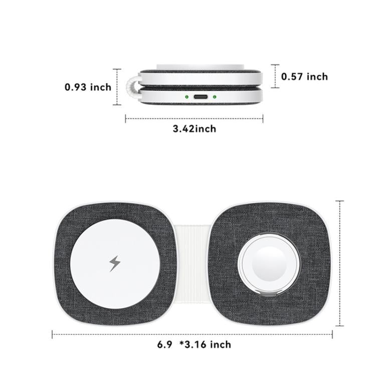 Caricabatterie wireless magnetico portatile pieghevole 3 in 1 T2 da 15 W