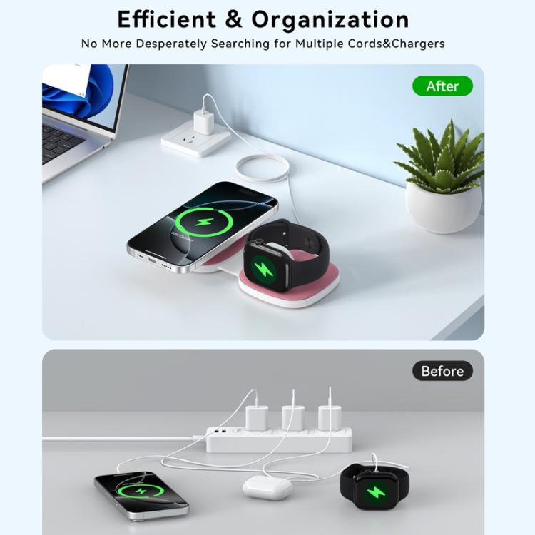 Caricabatterie wireless magnetico portatile pieghevole 3 in 1 T2 da 15 W