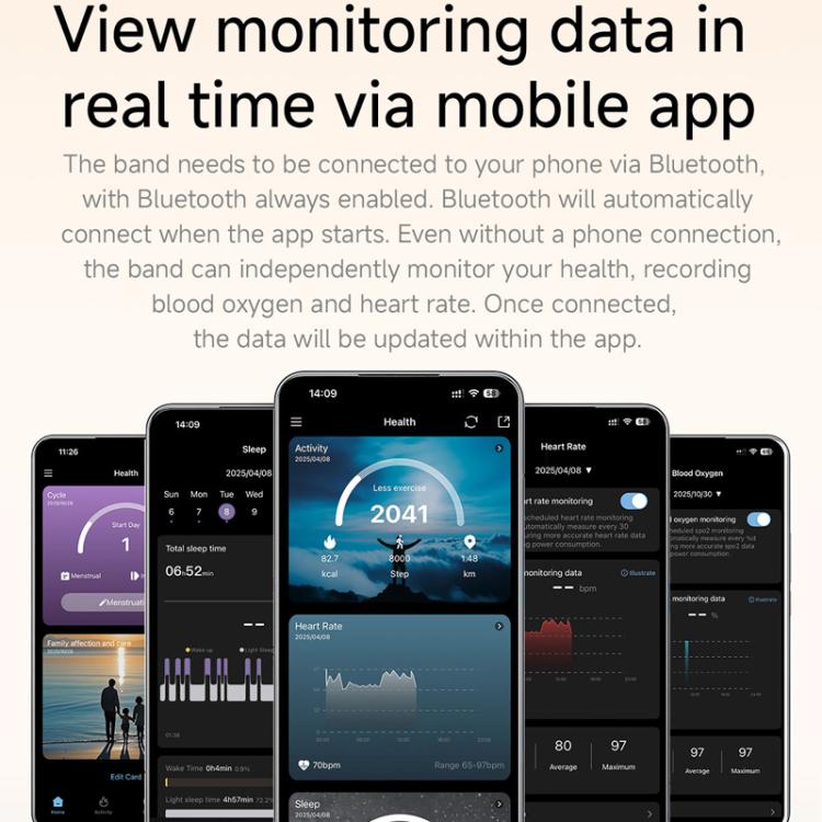Braccialetto intelligente senza schermo con cardiofrequenzimetro, contapassi e monitoraggio del sonno, per uomo e donna.