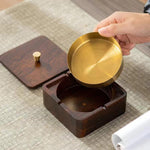 Posacenere magnetico in legno massello e metallo, a prova di cenere e polvere., Walnut Wood Square, Walnut Wood Round, Black Walnut Square, Ebony Wood Square, Dark Walnut Square