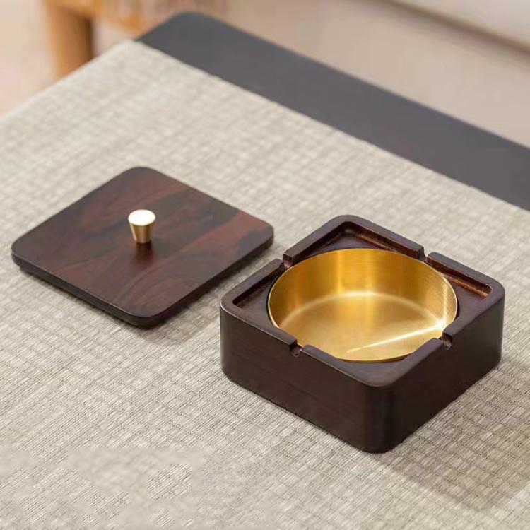 Posacenere magnetico in legno massello e metallo, a prova di cenere e polvere., Walnut Wood Square, Walnut Wood Round, Black Walnut Square, Ebony Wood Square, Dark Walnut Square