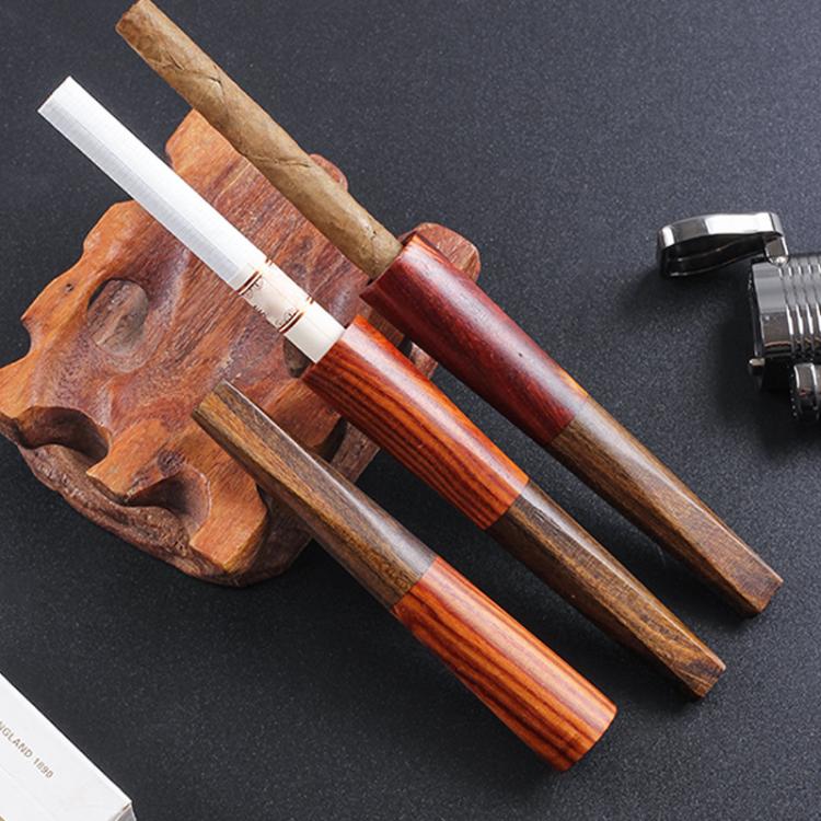 Porta sigarette portatile in legno massello con intaglio a V, bocchino per mini sigaro.