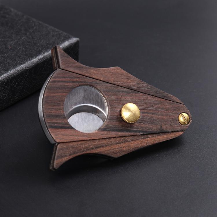 Forbici per sigari in legno di sandalo con doppie lame in acciaio inossidabile, taglierino di precisione per appassionati.