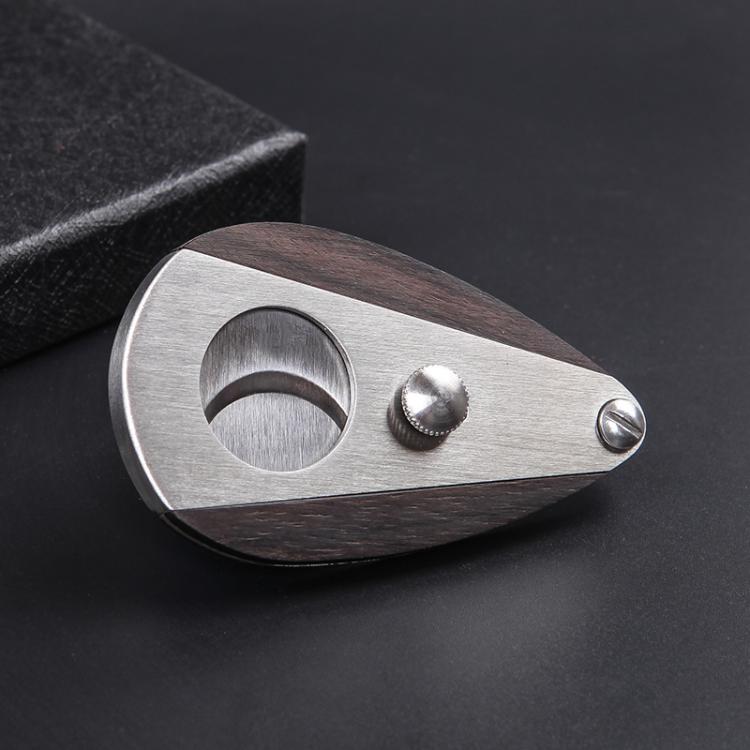 Forbici per sigari in legno di sandalo con doppie lame in acciaio inossidabile, taglierino di precisione per appassionati.