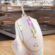 ZIYOULANG M2 RGB Illuminated 1.6m Wired Gaming Mice 12800 DPI Macro-Programmable Mouse