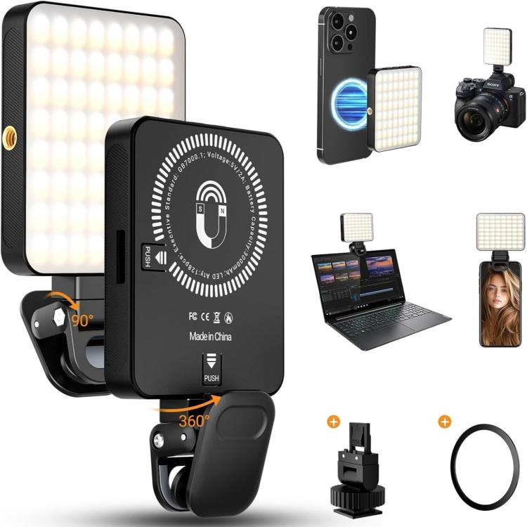 Luce LED magnetica a 128 LED per selfie, ideale per videoconferenze, streaming live, fotocamere, telefoni e laptop.