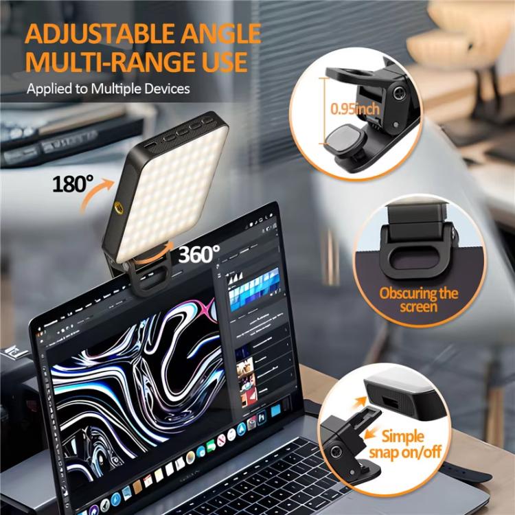 Luce LED magnetica a 128 LED per selfie, ideale per videoconferenze, streaming live, fotocamere, telefoni e laptop.