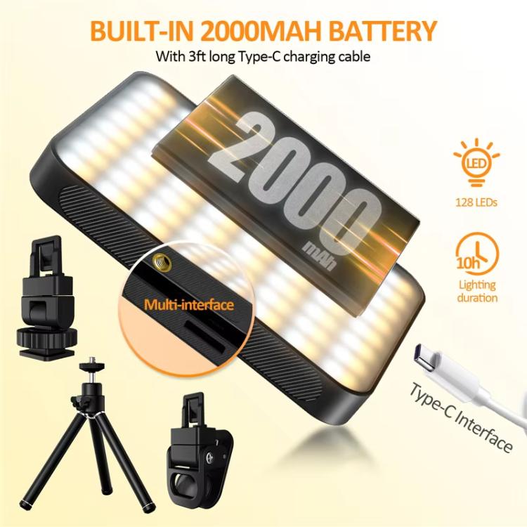 Luce LED magnetica a 128 LED per selfie, ideale per videoconferenze, streaming live, fotocamere, telefoni e laptop.