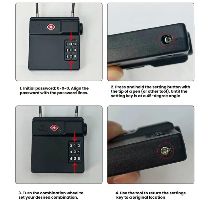 Lucchetto per bagagli con combinazione TSA, compatibile con AirTag., Without Locator, With Locator