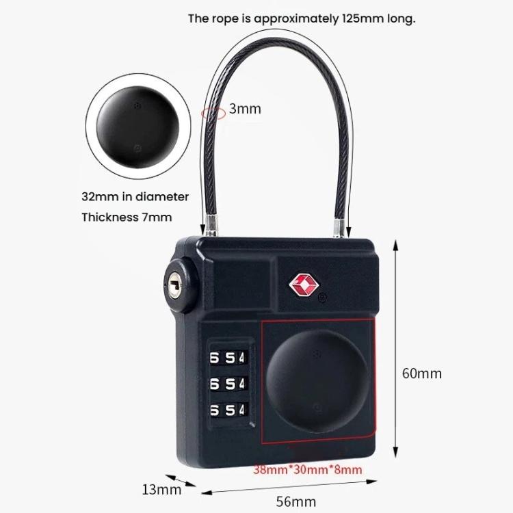 Lucchetto per bagagli con combinazione TSA, compatibile con AirTag., Without Locator, With Locator