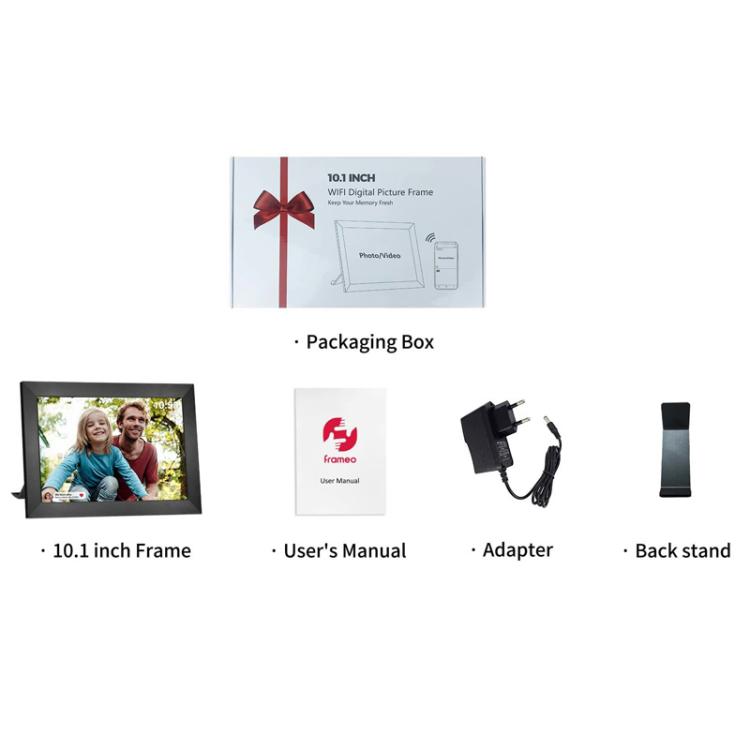 Cornice digitale intelligente MSR-F1004 da 10,1 pollici con Wi-Fi, rotazione automatica e schermo touch IPS HD., US Plug, EU Plug