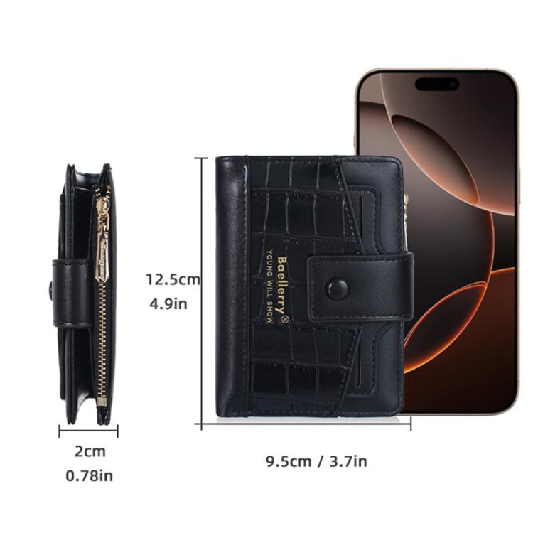 Portafoglio da donna Baellerry N7102 con chiusura a cerniera, scomparti multipli per carte di credito, compatto e corto.