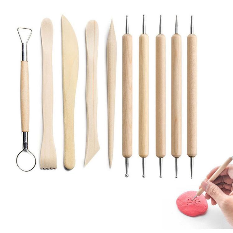 Set di 10 strumenti per la lavorazione della ceramica, kit per scolpire e intagliare l'argilla per principianti - Materiali per l'arte ceramica fai da te