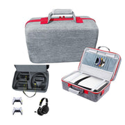 Custodia per console PS5 Pro e accessori con scomparto per cuffie, borsa portaoggetti a doppio strato