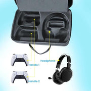 Custodia per console PS5 Pro e accessori con scomparto per cuffie, borsa portaoggetti a doppio strato