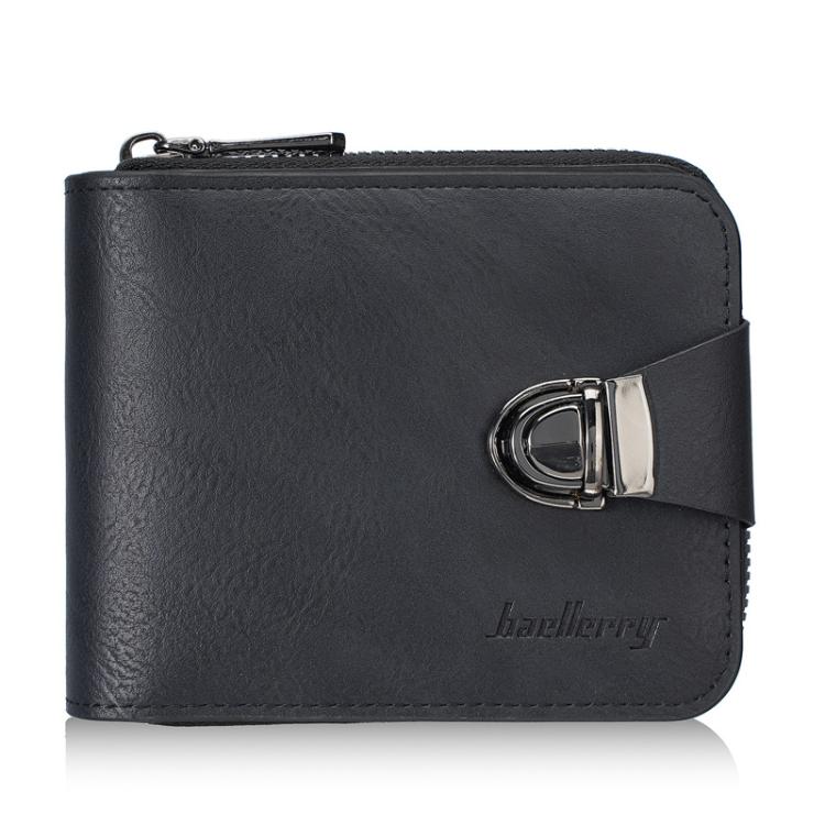Portafoglio compatto da uomo Baellerry D5593, stile vintage, con cerniera, portamonete e porta carte multiple.