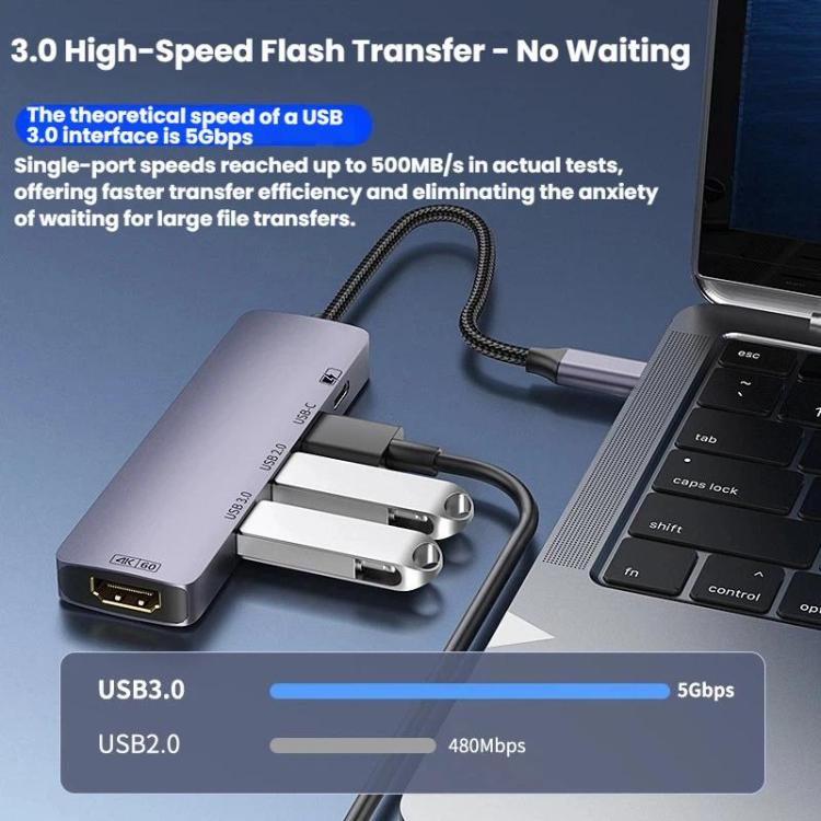 Docking Station Type-C 5 in 1 HDMI 4K 60Hz USB 3.0