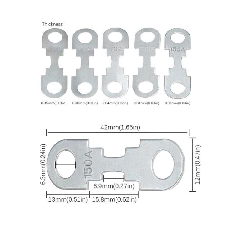 10 pezzi Fusibili a lama piatta per auto, fissaggio a bullone, fusibile batteria, 30A, 40A, 70A, 100A, 150A