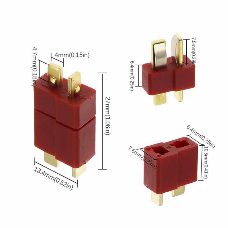 Set 5 connettori a T maschio e femmina placcati oro