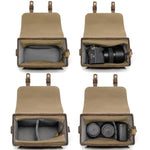 Borsa a tracolla singola Cwatcun D181 stile retrò per fotocamera mirrorless/DSLR, borsa in tela casual, Small Brown, Medium Brown
