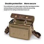 Borsa a tracolla singola Cwatcun D181 stile retrò per fotocamera mirrorless/DSLR, borsa in tela casual, Small Brown, Medium Brown