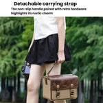Borsa a tracolla singola Cwatcun D181 stile retrò per fotocamera mirrorless/DSLR, borsa in tela casual, Small Brown, Medium Brown
