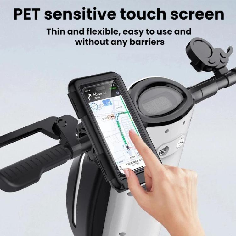 Supporto per telefono da bicicletta/moto completamente impermeabile e compatibile con touchscreen, con chiusura completa., Rearview Mirror Mount 6.7 inches, Handlebar Mount 6.7 inches, Rearview Mirror Mount 7.4 inches, Handlebar Mount 7.4 inches